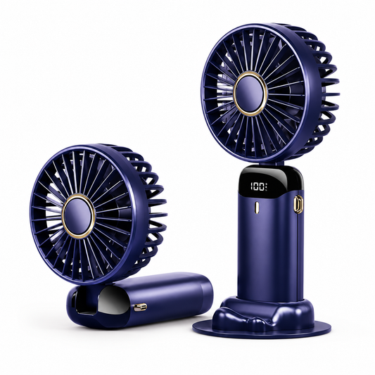 Portable Handheld Fan with Digital Display & 5 Speed Cooling