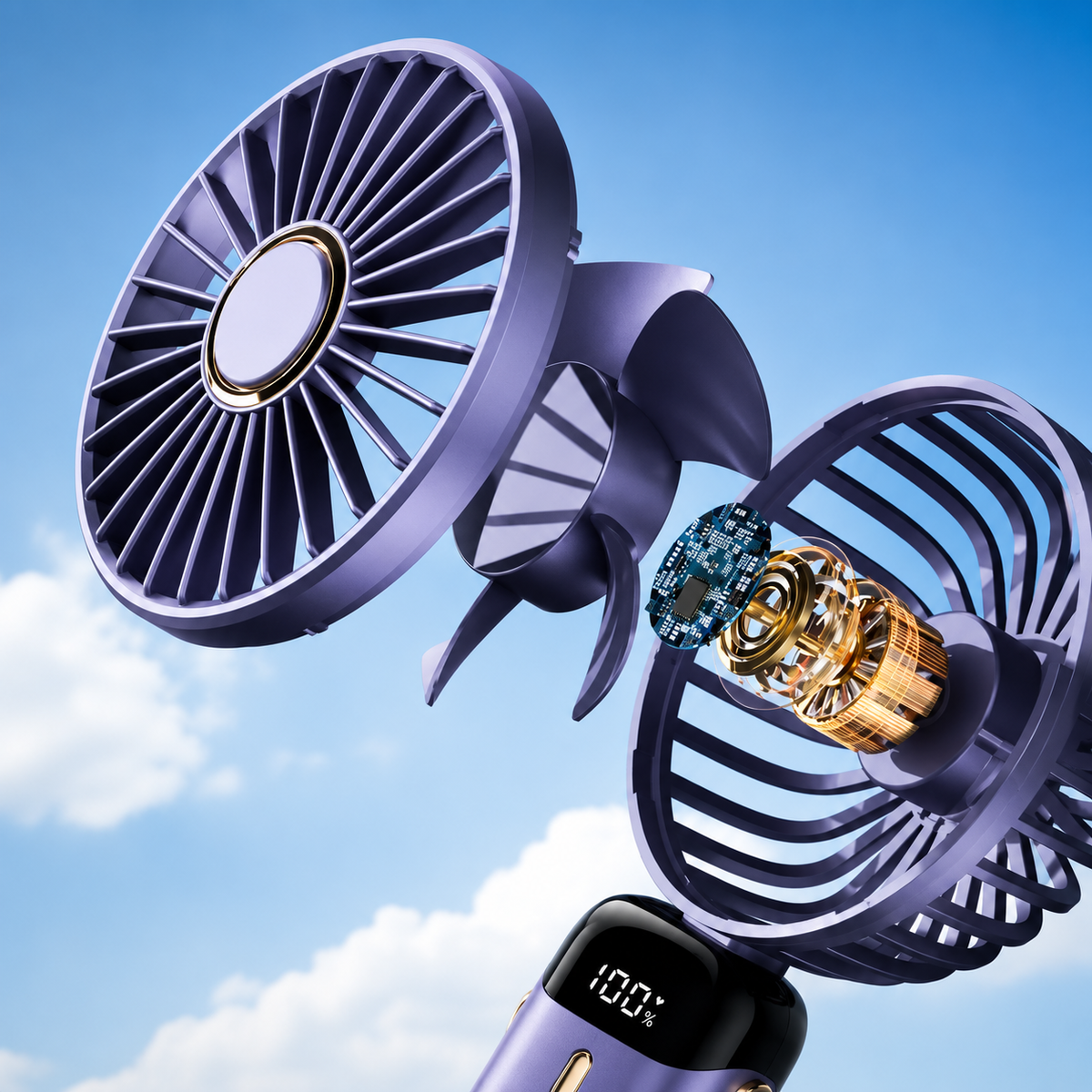 Portable Handheld Fan with Digital Display & 5 Speed Cooling