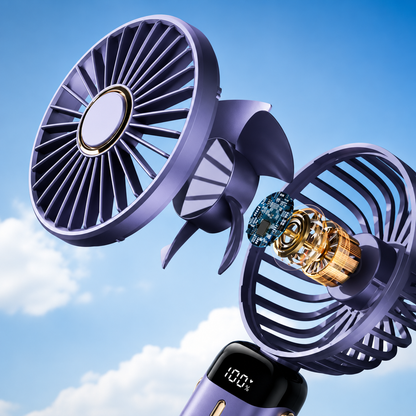 Portable Handheld Fan with Digital Display & 5 Speed Cooling