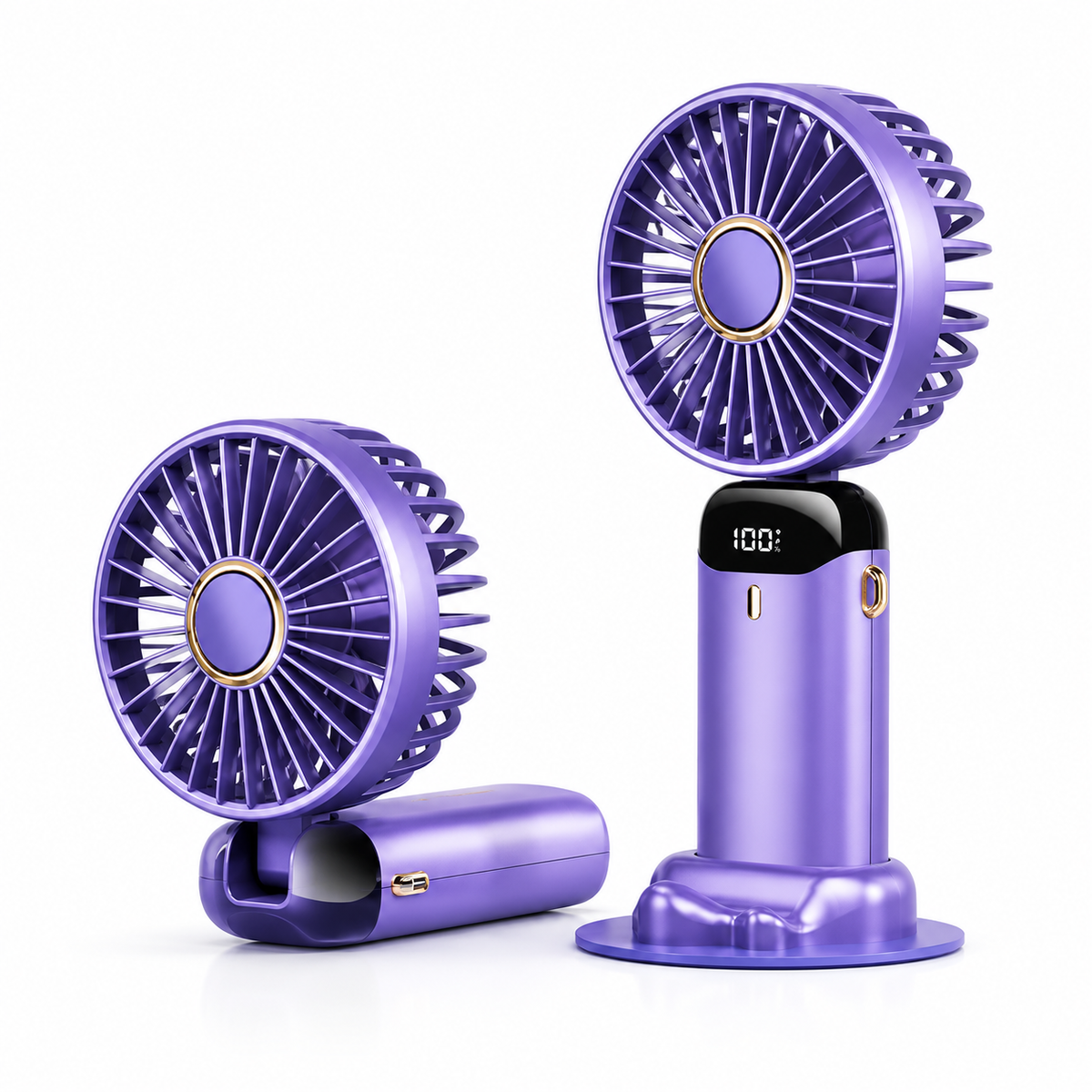 Portable Handheld Fan with Digital Display & 5 Speed Cooling