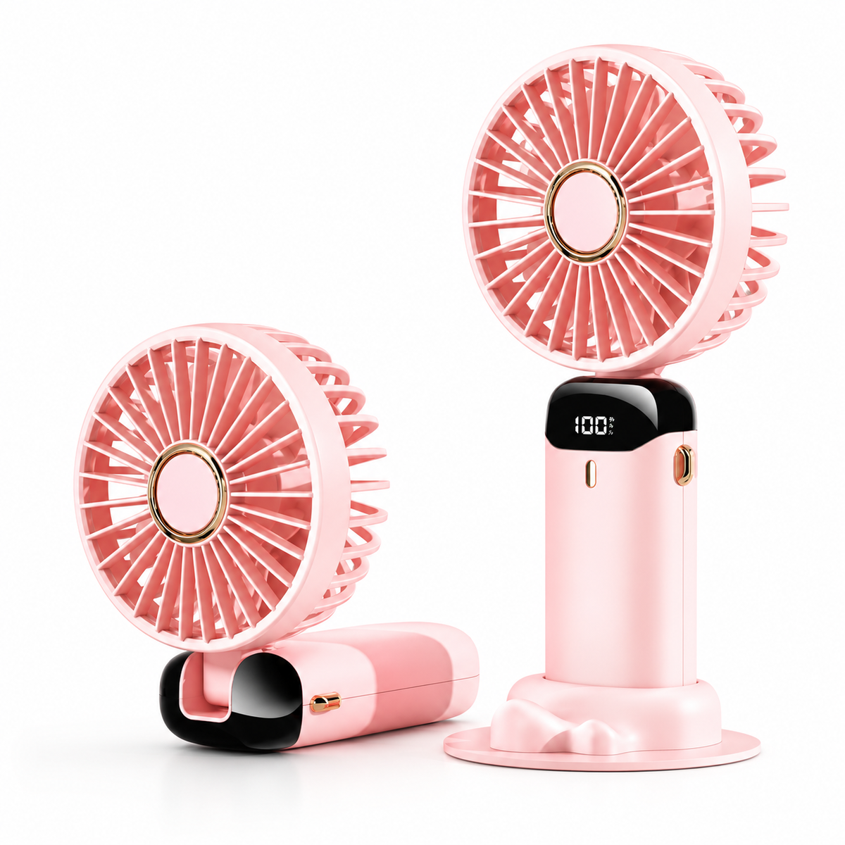 Portable Handheld Fan with Digital Display & 5 Speed Cooling