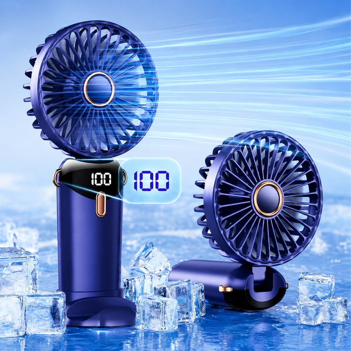Portable Handheld Fan with Digital Display & 5 Speed Cooling