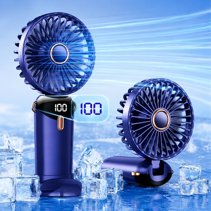 Portable Handheld Fan with Digital Display & 5 Speed Cooling