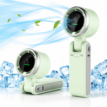 Portable Handheld Fan Rechargeable | Foldable 5 Speed Digital Display