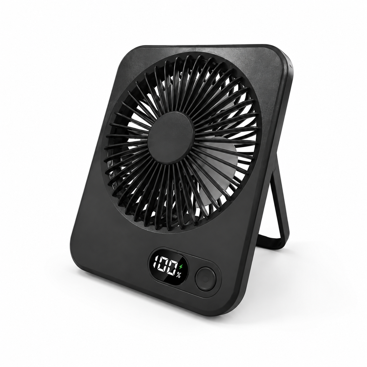 Portable Rechargeable Desk Fan – 5 Speeds, LED Battery Display & 180° Adjustable Stand