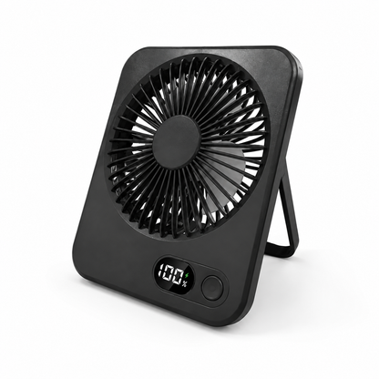 Portable Rechargeable Desk Fan – 5 Speeds, LED Battery Display & 180° Adjustable Stand