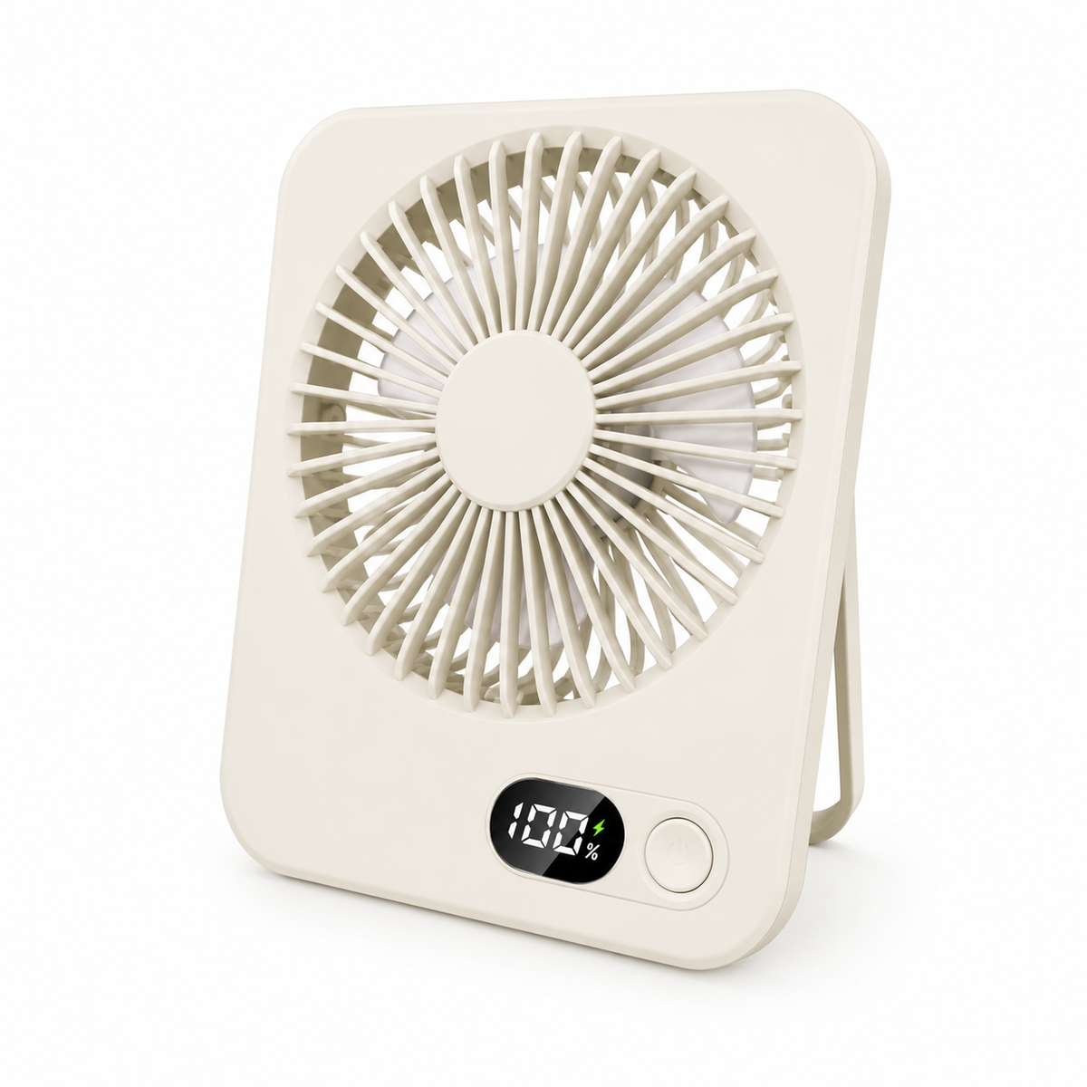 Portable Rechargeable Desk Fan – 5 Speeds, LED Battery Display & 180° Adjustable Stand