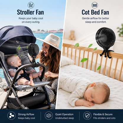 Rechargeable Stroller Fan with Flexible Tripod & 3 Speeds