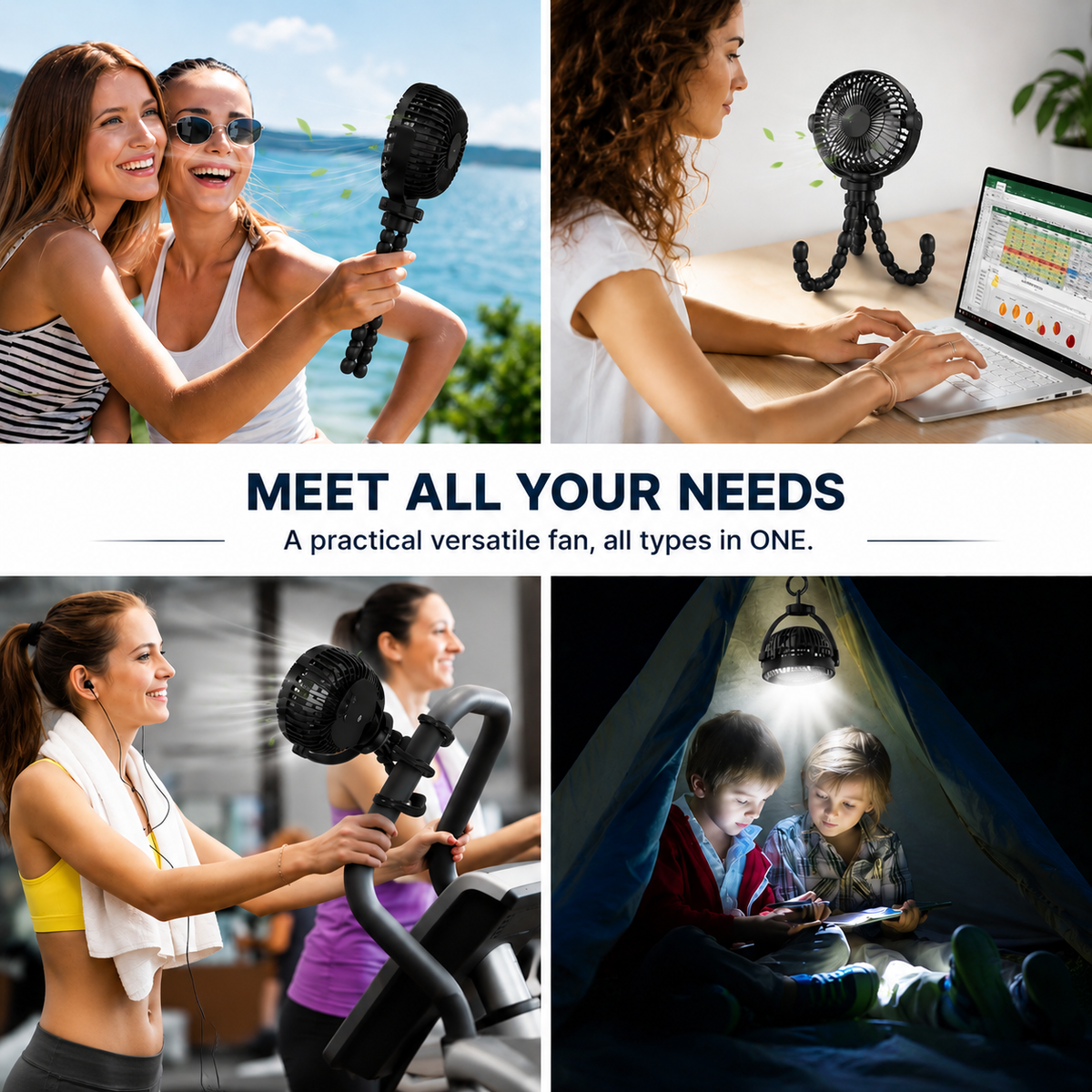 Rechargeable Stroller Fan with Flexible Tripod & 3 Speeds